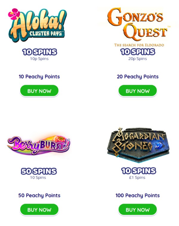 peachy games loyalty program points