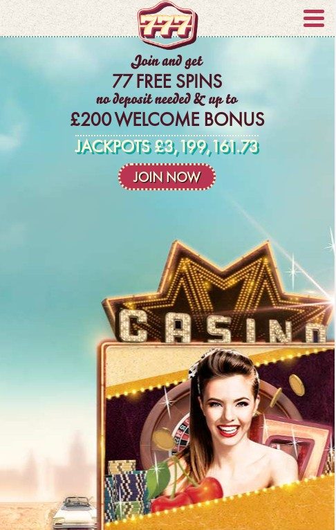 777 casino welcome offer free spins mobile