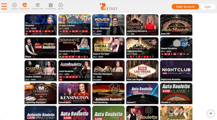 zetbet casino live games