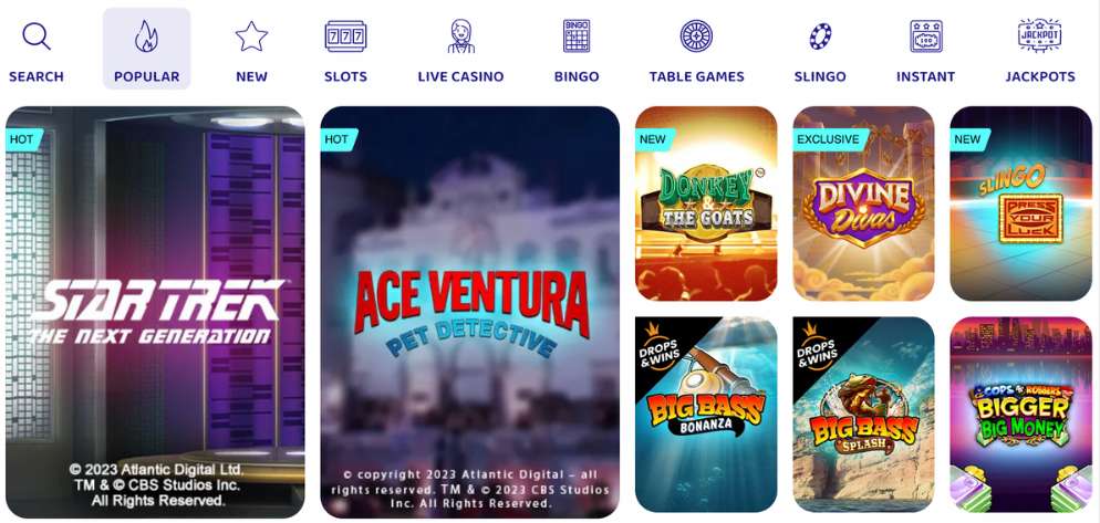 peachygames casino game selection
